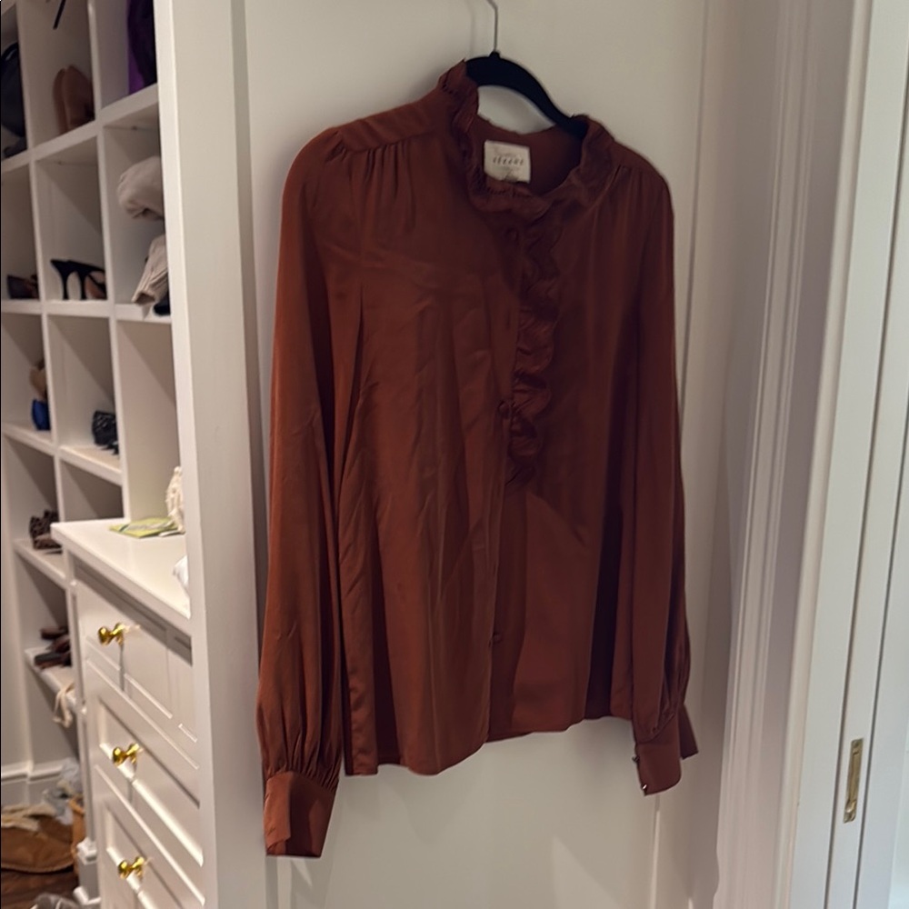 Women's Brown Ruffled Blouse